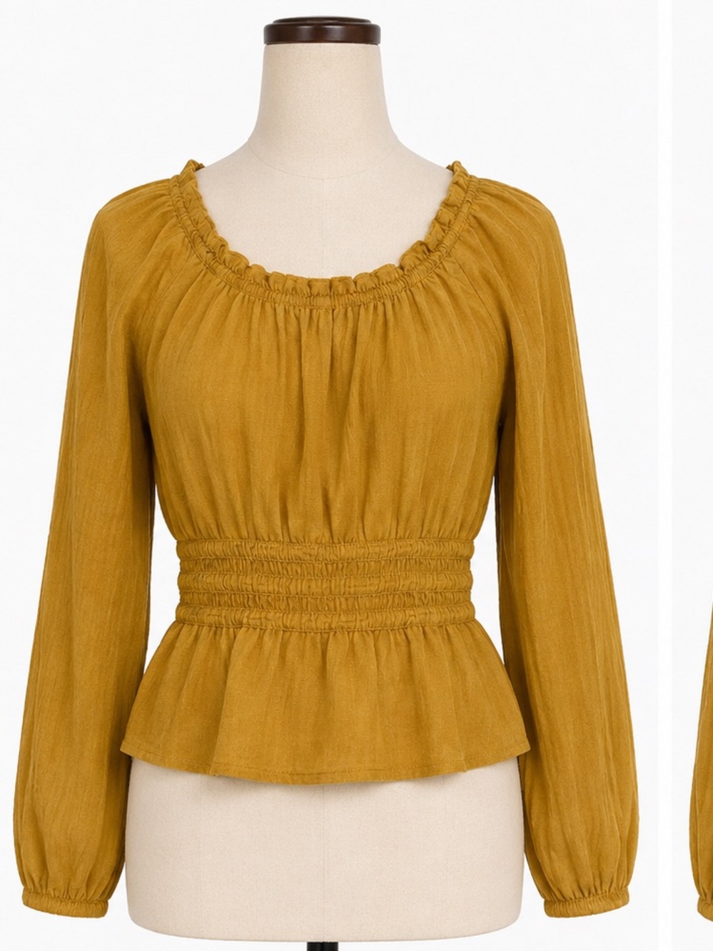 Madewell Sophia Peplum Prairie Top in Mustard